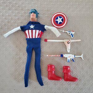 Ideal 60's Captain America Action Figure Accessories Shield Ray Gun Belt Boots